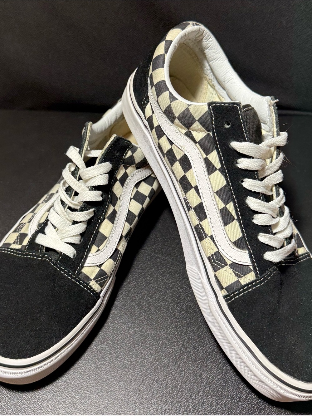 Vans Checkerboard Low Top Sneakers - Black & Cream